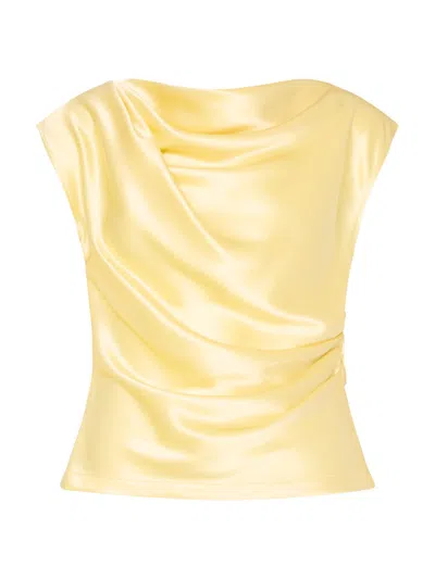 Milly Women's Kari Metallic Hammered Satin Top In Yellow