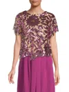 Milly Women's Katelynn Floral Sequin Top In Pink