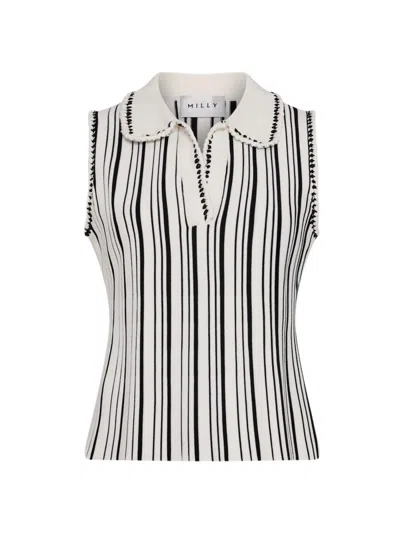 Milly Illy Kaya Knit Sleeveless Top In White