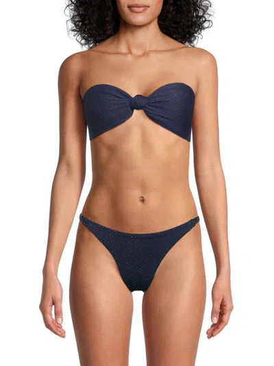 Milly Women's Knot Bandeau Bikini Top In Blue
