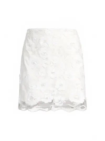 Milly Women's Kristina Floral Cascading Sequins Skirt In White