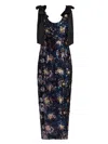 Milly Kyle Satin Bow Sequin Column Midi Dress In Multi