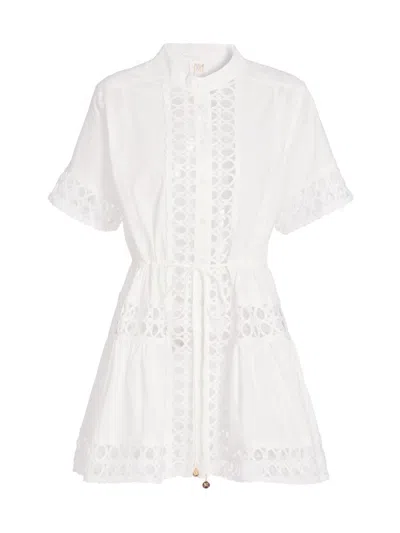 Milly Women's Lace Cotton Voile Mini-shirtdress In White