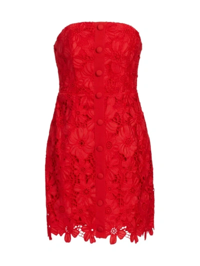 Milly Women's Lace Strapless Minidress In Red