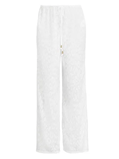 Milly Women's Leopard Jacquard Track Pants In White