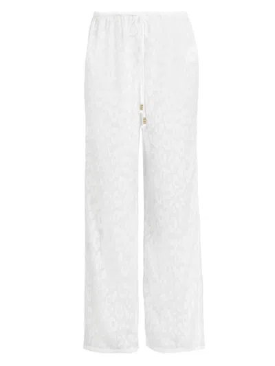 Milly Cabana  Leopard Jacquard Track Pants In White