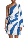 Milly Women's Linden One-shoulder Pleated Minidress In Capri Ecru