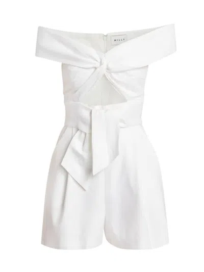 Milly Women's Linen-blend Off-the-shoulder Romper In White