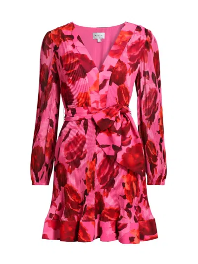 Milly Women's Liv Blurred Blossom Pleated Minidress In Multi