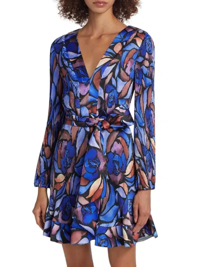 Milly Women's Liv Dream Rose Pleated Dress In Blue