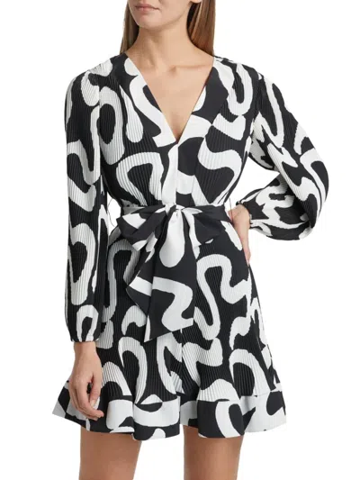 Milly Women's Liv Floral Pleated Midi-dress In Black