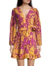 Milly Liv Pleated Satin Mini Dress In Pink Multi
