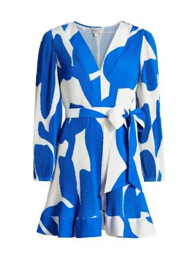 Milly Women's Liv Grand Foliage Pleated Minidress In Blue