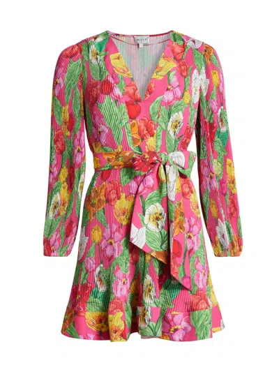 Milly Women's Liv Tulip Rosette Pleated Minidress In Pink