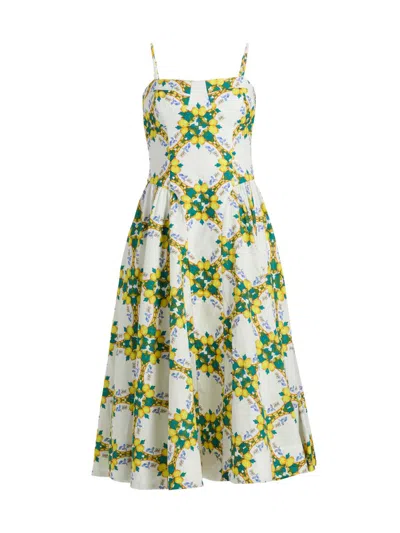Milly Women's Livna Lemon Lattice Midi-dress In Multi