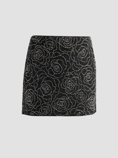 Milly Women's Lizzy Beaded Mini Skirt In Black