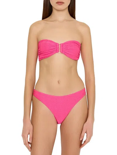 Milly Women's Margot Chevron Bandeau Bikini Top In Pink