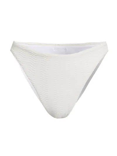 Milly Women's Margot Chevron Shimmer Bikini Bottoms In White