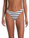 Milly Cabana  Margot Nautical Stripe Bikini Bottom In Navy White