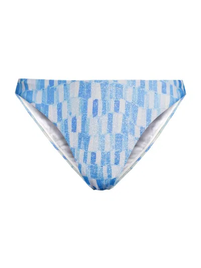 Milly Women's Margot Sunset Tile Printed Bikini Bottom In Blue