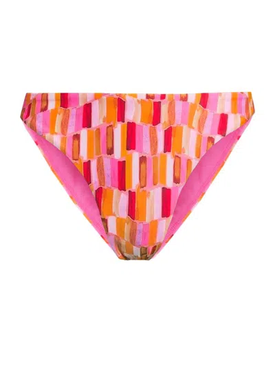MILLY WOMEN'S MARGOT SUNSET TILE PRINTED BIKINI BOTTOM