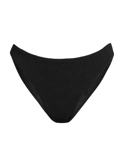 Milly Women's Margot Textured Bikini Bottom In Black