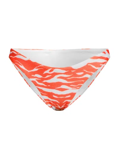 Milly Women's Margot Wild Stripes Bikini Bottoms In Coral White