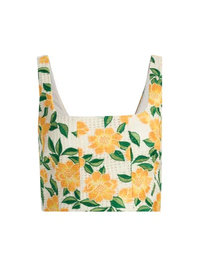 Milly Women's Mel Floral Embroidered Crop Top In Multi