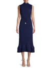 Milly Women's Melina Pleated Midi-dress In Blue