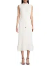 Milly Women's Melina Pleated Midi Dress In White