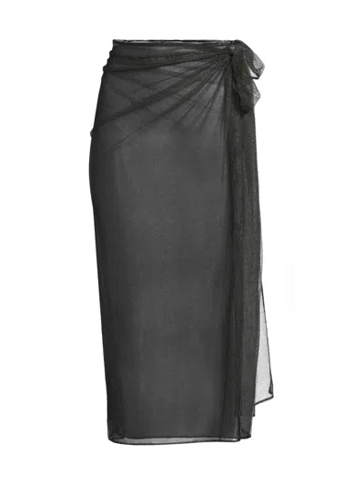 Milly Women's Metallic Mesh Sarong In Black