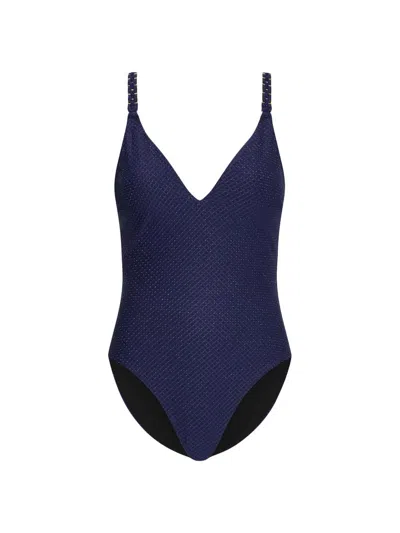 Milly Women's Metallic One-piece Swimsuit In Blue