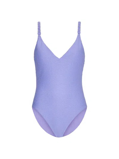 Milly Women's Metallic One-piece Swimsuit In Purple