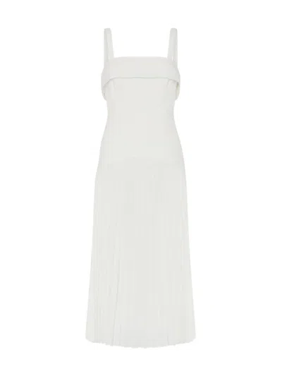 Milly Women's Nala Poplin Pleated Combo Midi-dress In White
