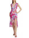 Milly Nanci Petals In Bloom Ruffle Midi Dress In Multi