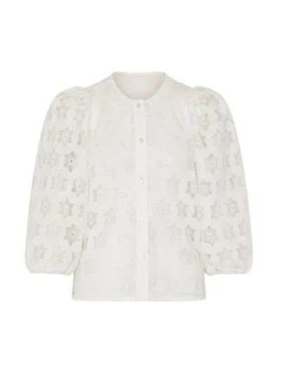 Milly Women's Nannie Circular-embroidered Eyelet Blouse In White