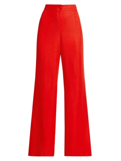 Milly Women's Nash Twill Wide-leg Pants In Red