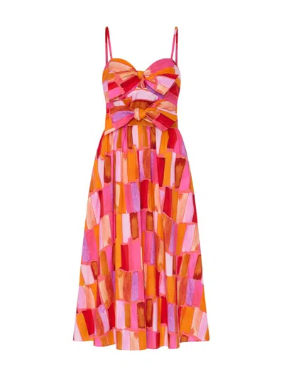 Milly Women's Natasha Printed Stretch Cotton Poplin Midi-dress In Multi