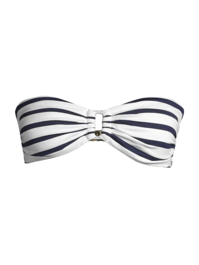 Milly Women's Nautical Stripe Bikini Top In Navy White