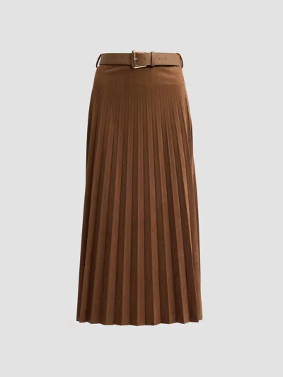 Milly Women's Nayla Pleated Midi Skirt In Brown