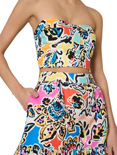 Milly Women's Neha Rainbow Oasis Poplin Bustier Top In Multi