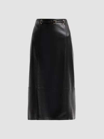Milly Women's Nico Faux-leather Midi Skirt In Black