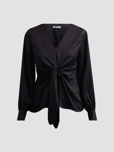 Milly Women's Noa Stretch-silk Tie V-neck Top In Black
