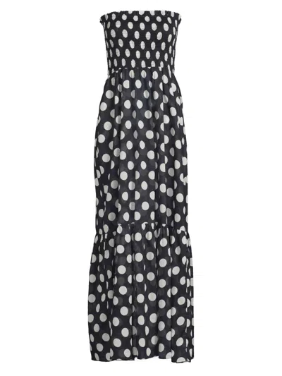Milly Women's Olen Polka Dot Strapless Cover-up Maxi Dress In Multi