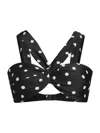 Milly Olivia Polka Dot Twist Front Bikini Top In Black