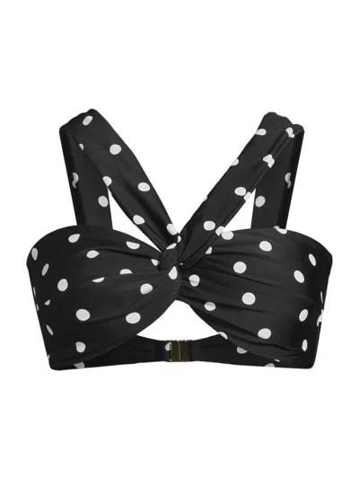 MILLY WOMEN'S OLIVIA POLKA DOT DRAPED BIKINI TOP