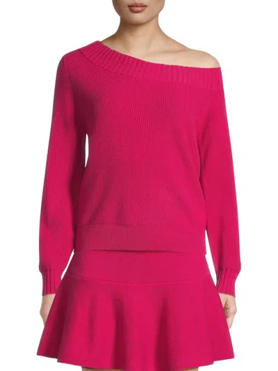 Milly Women's One-shoulder Wool Sweater In Pink