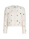 Milly Pheobe Heart Applique Wool-blend Jacket In White