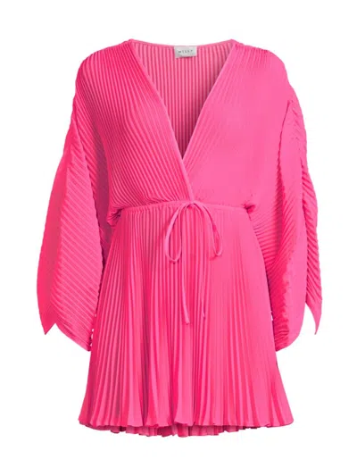 Milly Women's Pleated Chiffon Cover-up Minidress In Pink