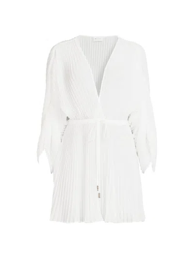 Milly Women's Pleated Chiffon Cover-up Minidress In White